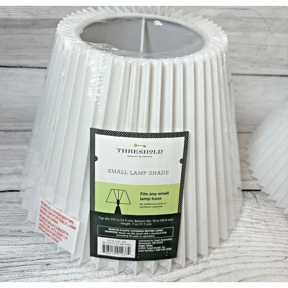 Threshold Small Pleated Lamp Shades 7"x10" White Empire Shape Set of 2 NEW - Picture 2 of 4